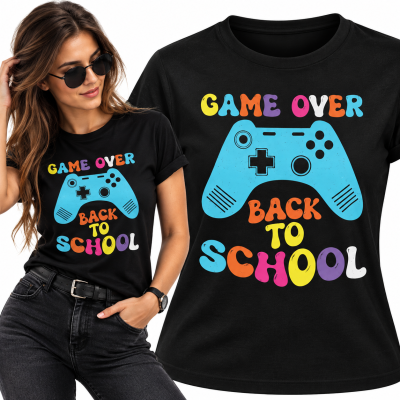 DAMSKA ŚMIESZNA KOSZULKA GAME OVER SCHOOL